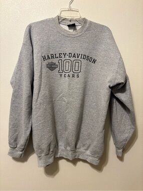 Harley-Davidson Gray Crewneck Sweatshirt with 100 Years Logo